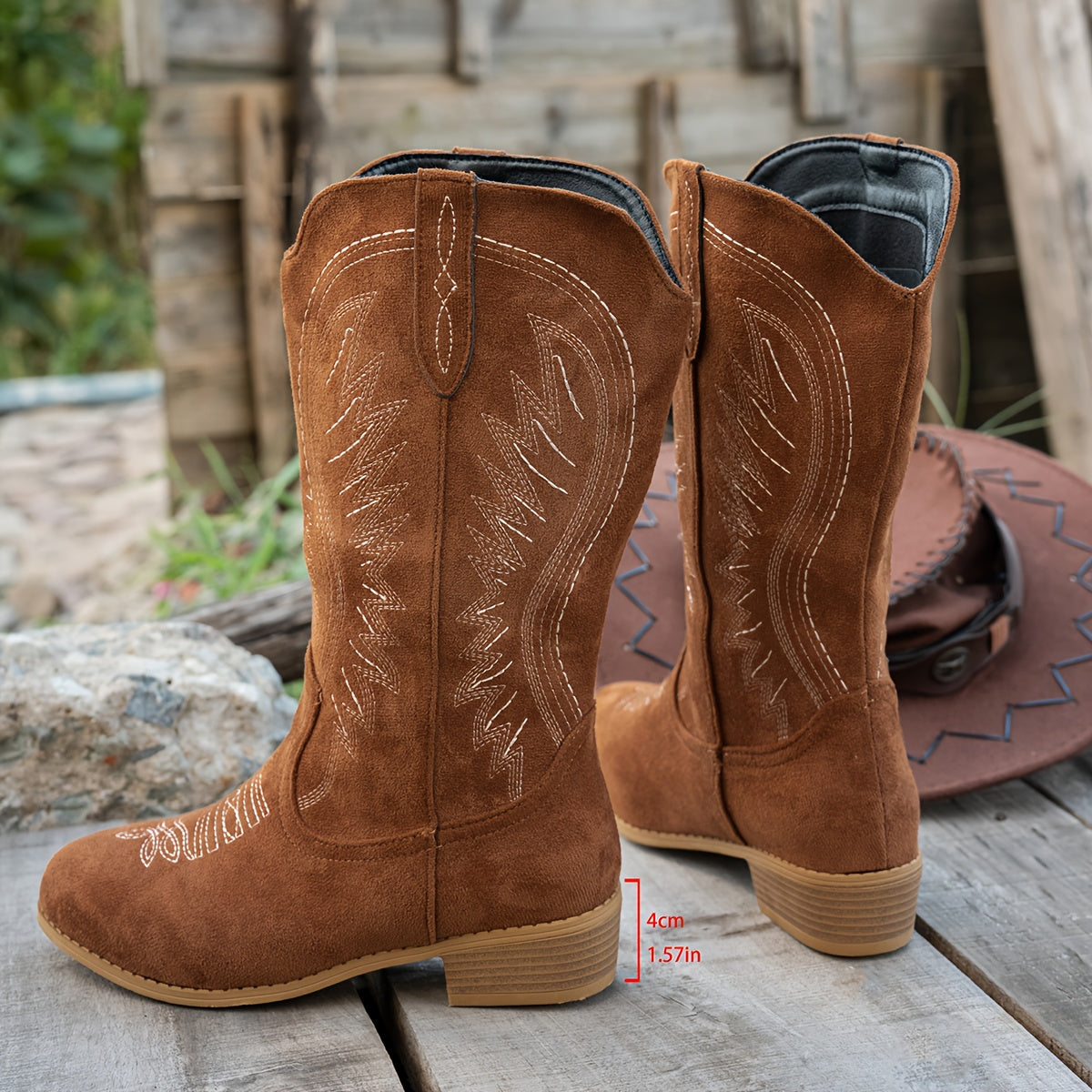 Paola - Wide Western Style High-Top Boots