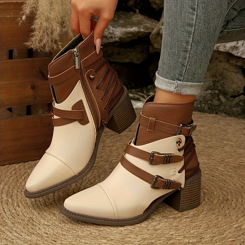 Laura - Wide Western Block Heel Boots