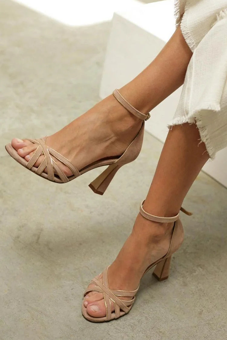 Helene – High Heeled Sandals with Crisscross Straps