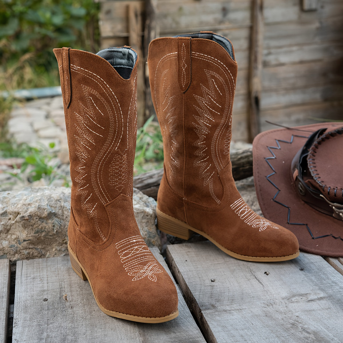 Paola - Wide Western Style High-Top Boots