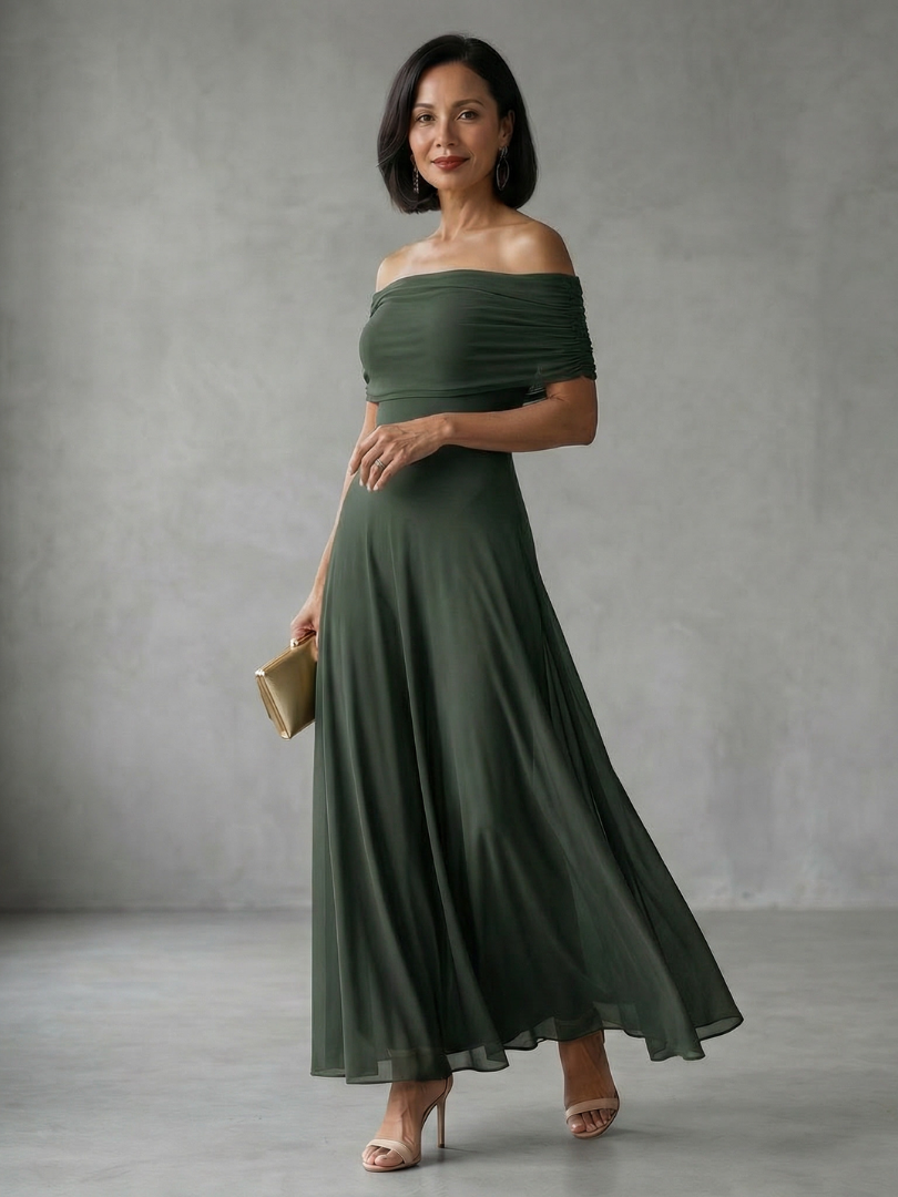June | Strapless, Draped Midi Dress