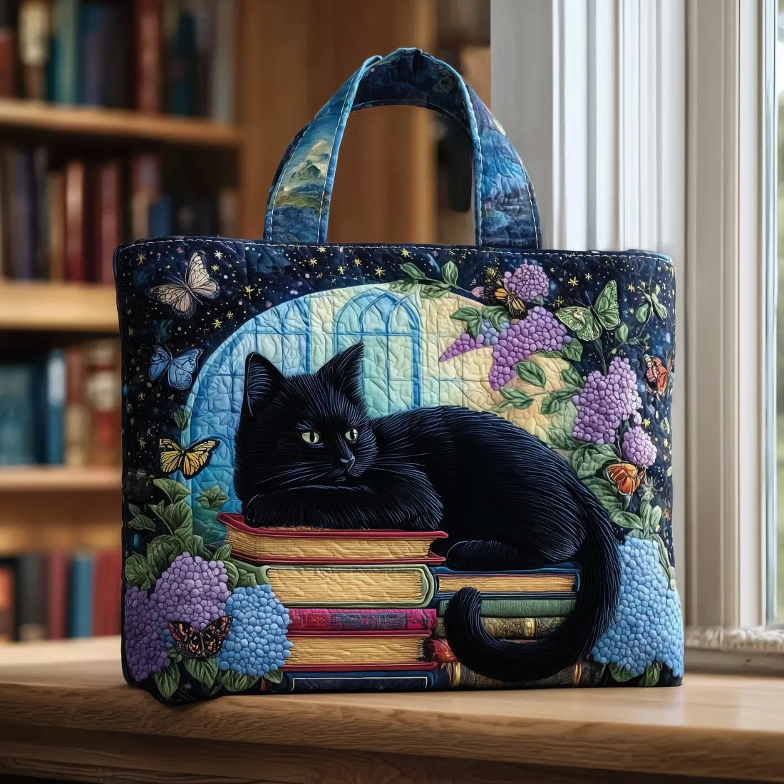 "Chat Noir" Bag with Book Motif