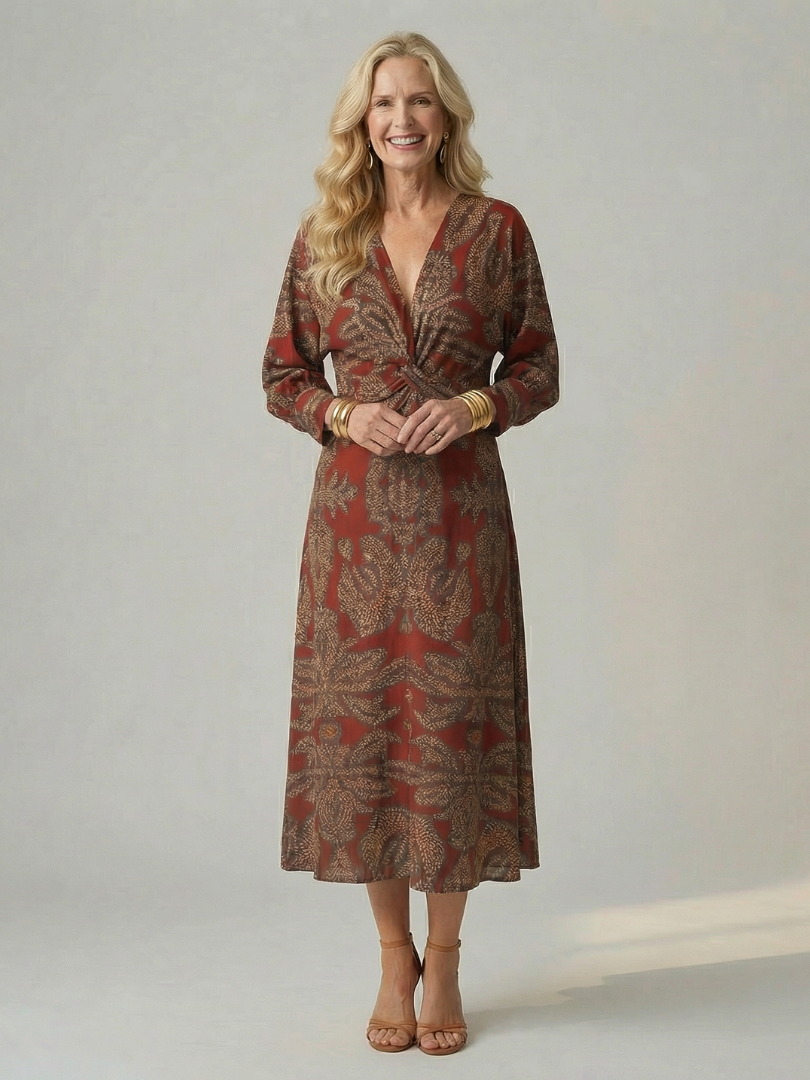 Hold | Natural Wrap Midi Dress