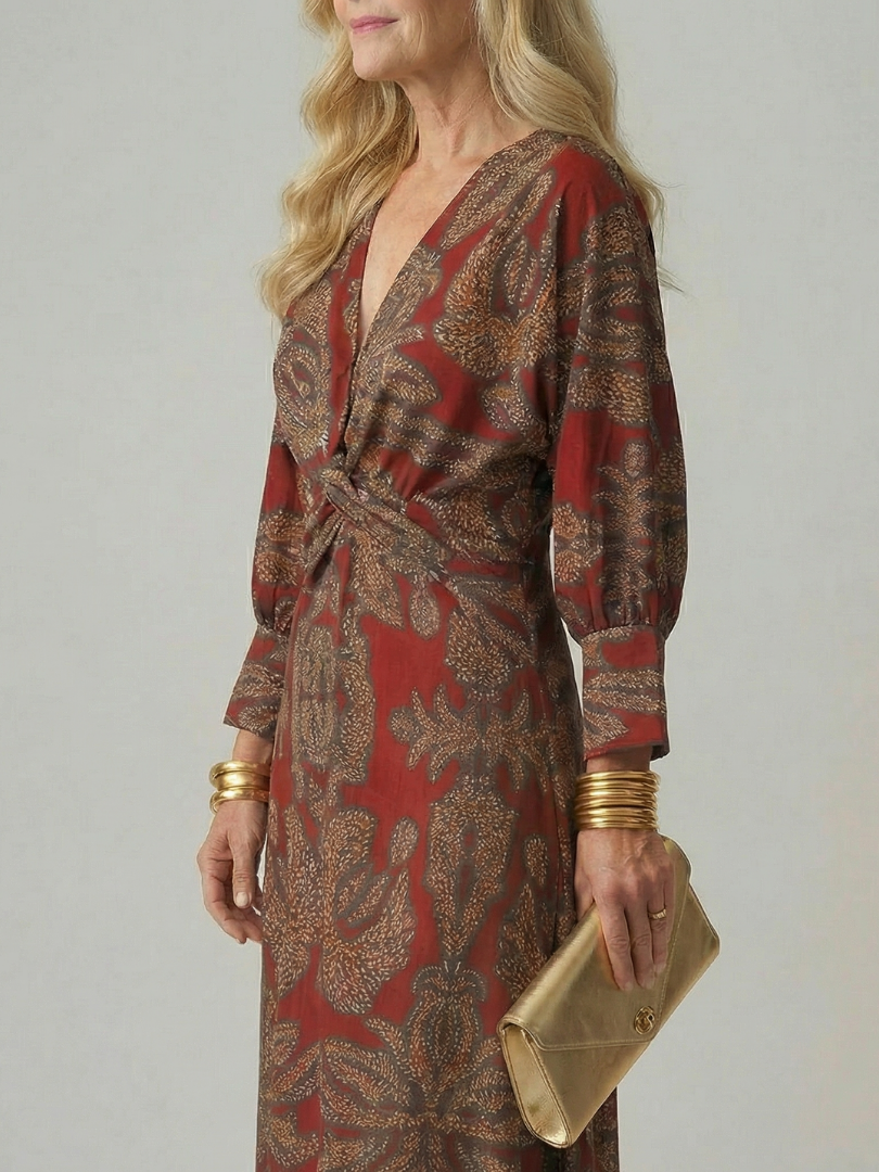 Hold | Natural Wrap Midi Dress