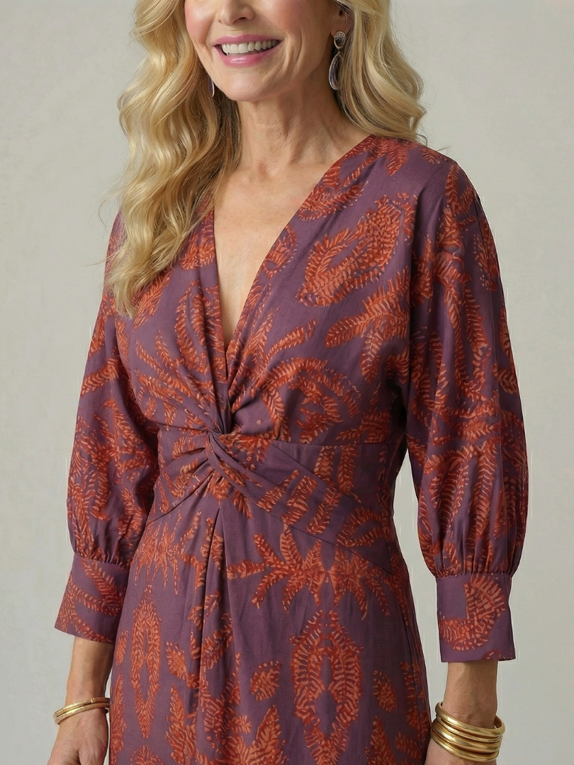 Hold | Natural Wrap Midi Dress