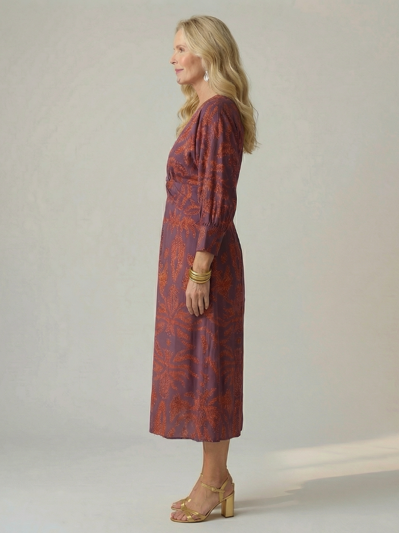 Hold | Natural Wrap Midi Dress