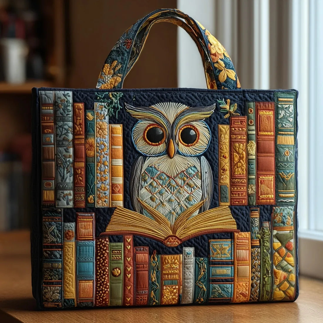 Bag with an owl among old books