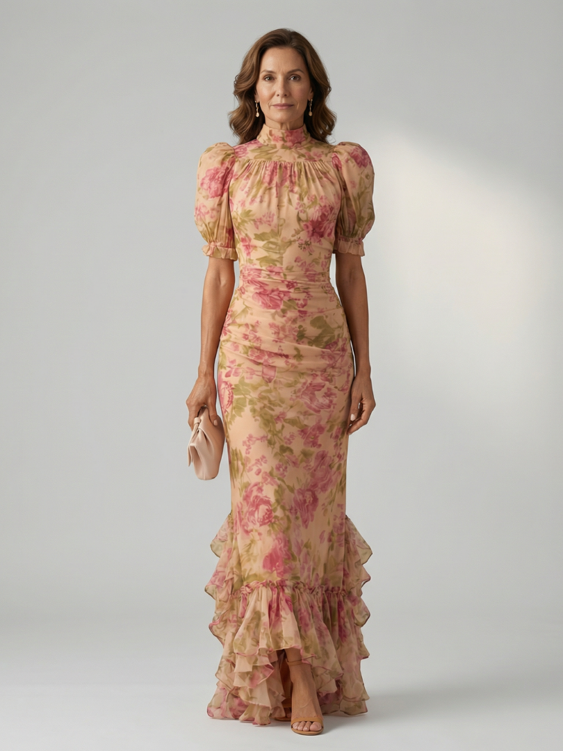 Vianne | Lightweight Maxi Dress with High Collar
