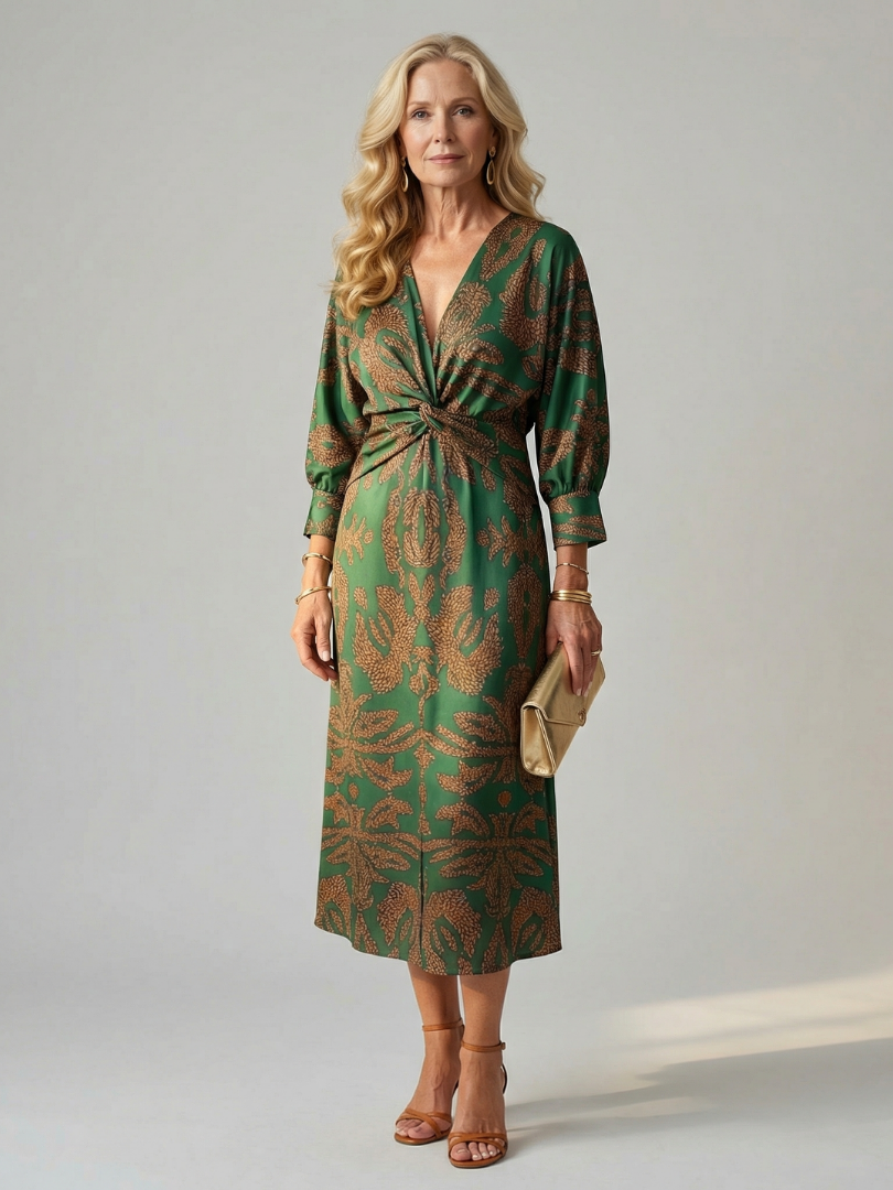 Hold | Natural Wrap Midi Dress