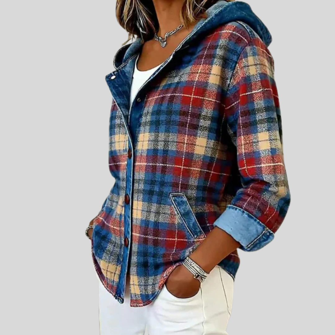 Hildred | Checkered Shacket with Hood