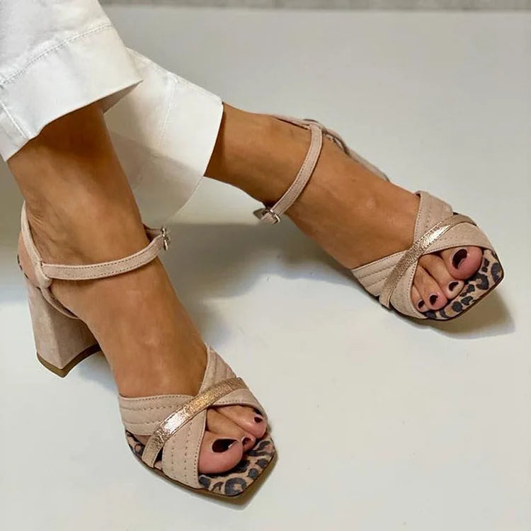 Brunhilde - High Heeled Sandals with Cross Straps