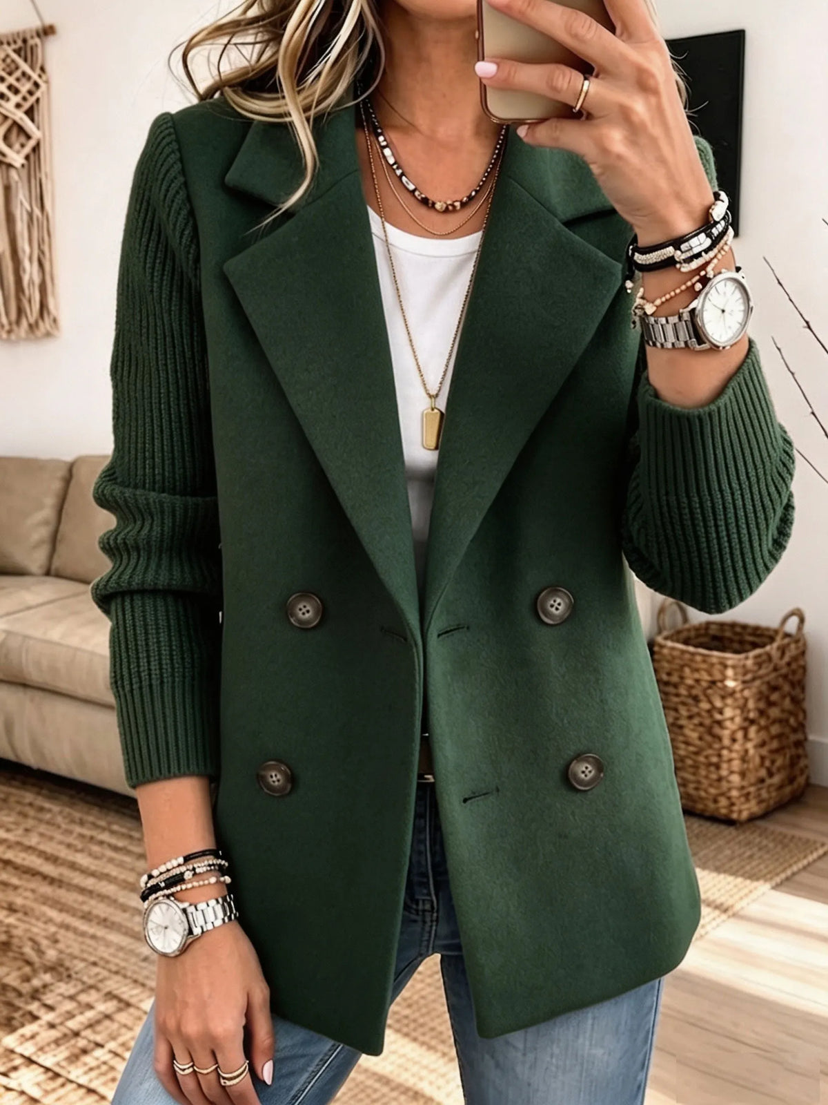 Adéla | Elegant Blazer with Knitted Sleeves