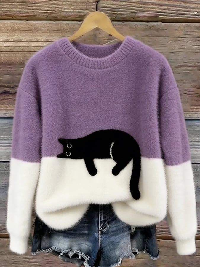 Lenka | Oversized Cat Print Sweater