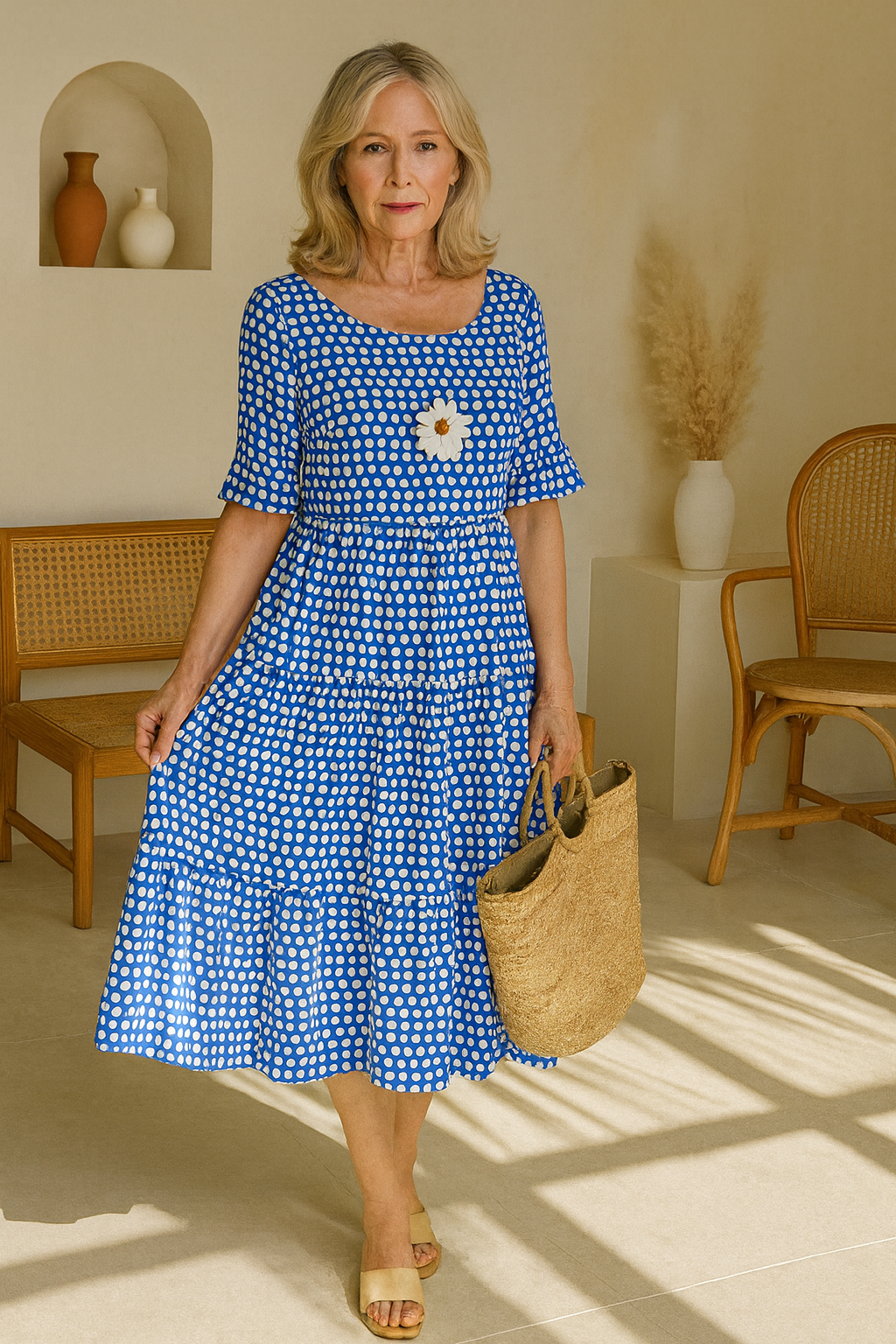 Zerelle | Short Sleeve Midi Dress