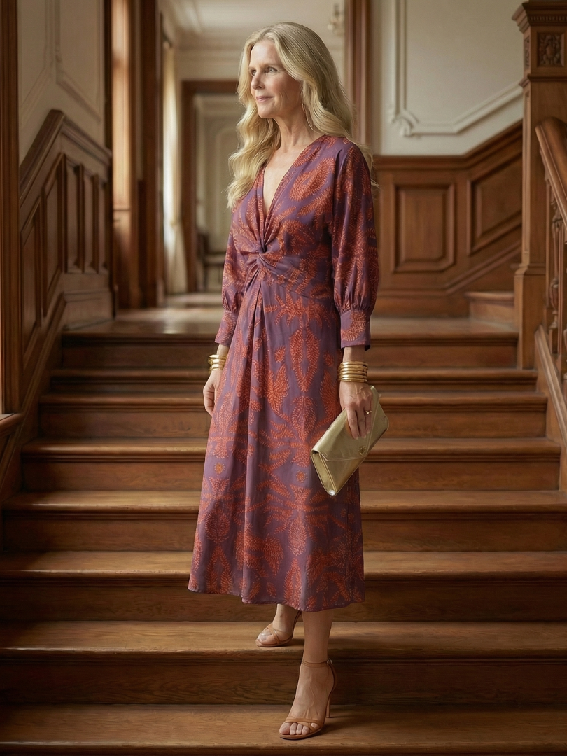 Hold | Natural Wrap Midi Dress