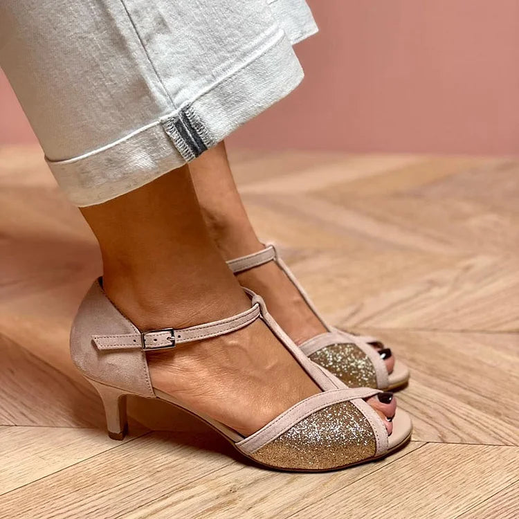 Anneliese – Shiny Low Heeled Sandals