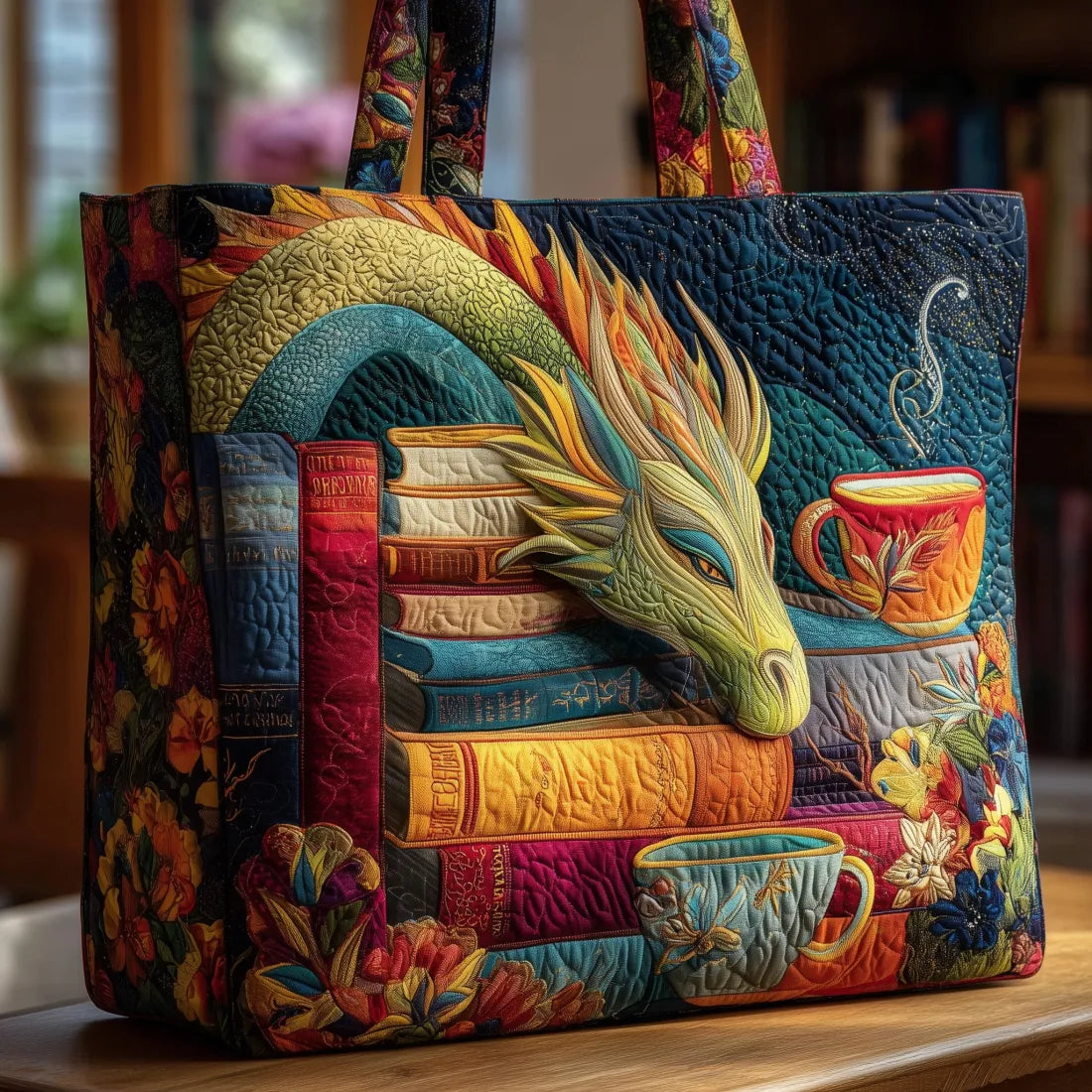 Bag with a Dragon, Books, and Mugs