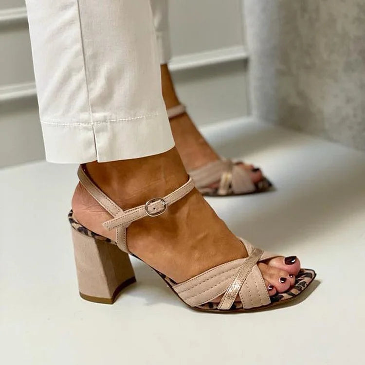 Brunhilde - High Heeled Sandals with Cross Straps
