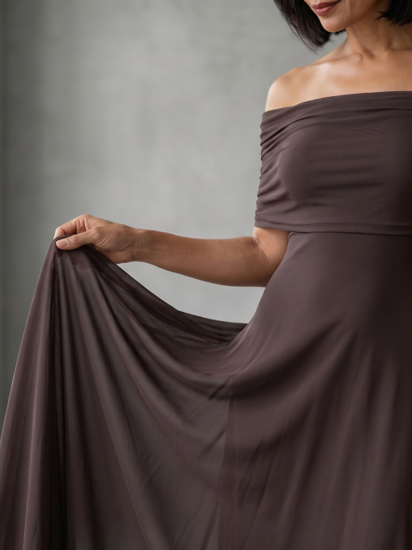 June | Strapless, Draped Midi Dress