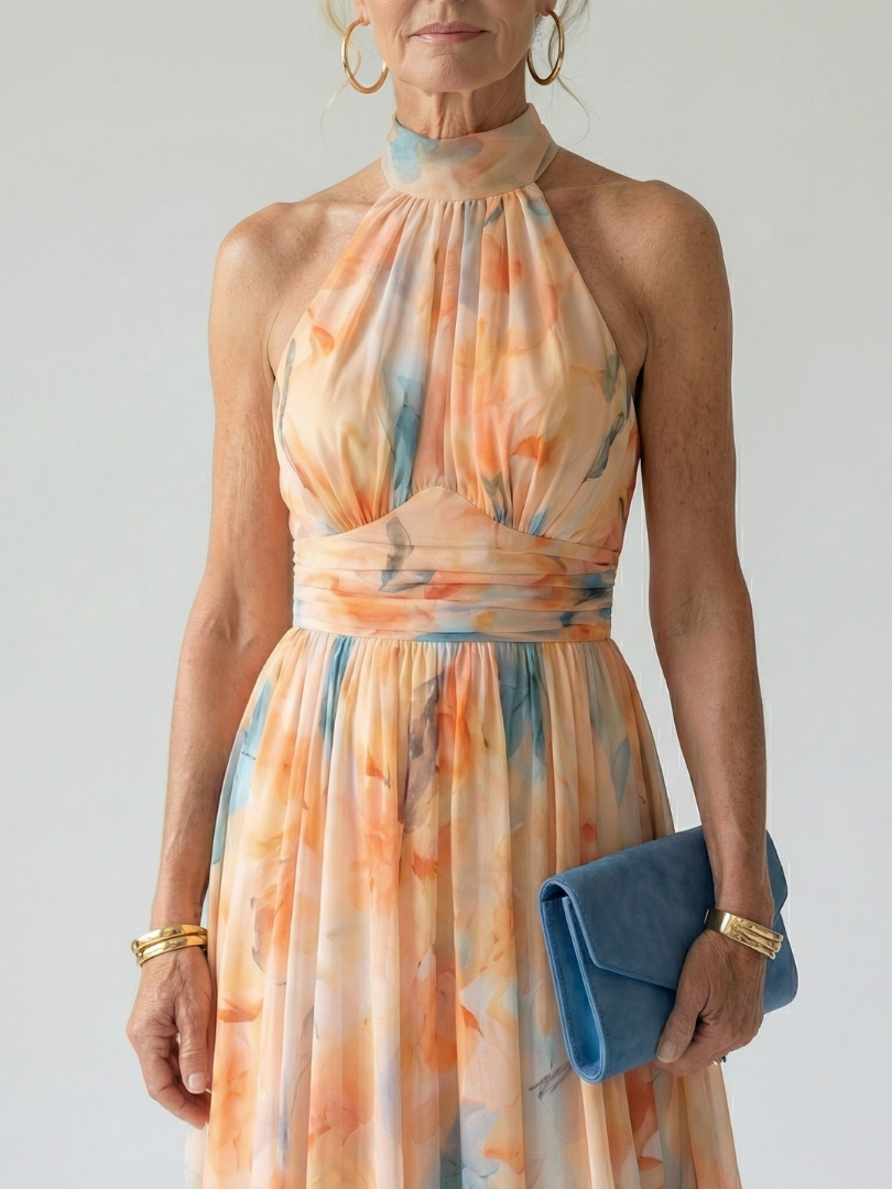 Elin | Puff Neck Midi Dress