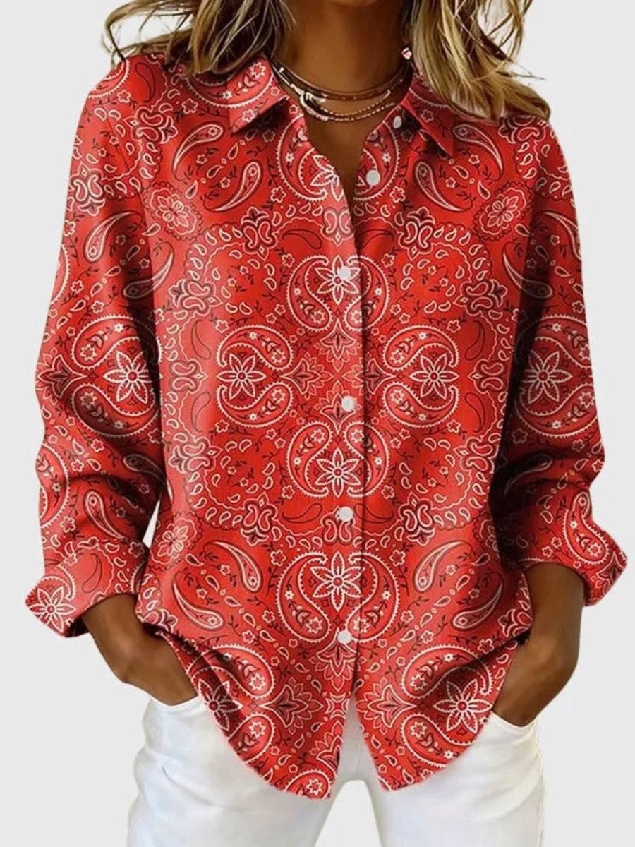 Katarina™ | Blouse with Buttons and Paisley Print