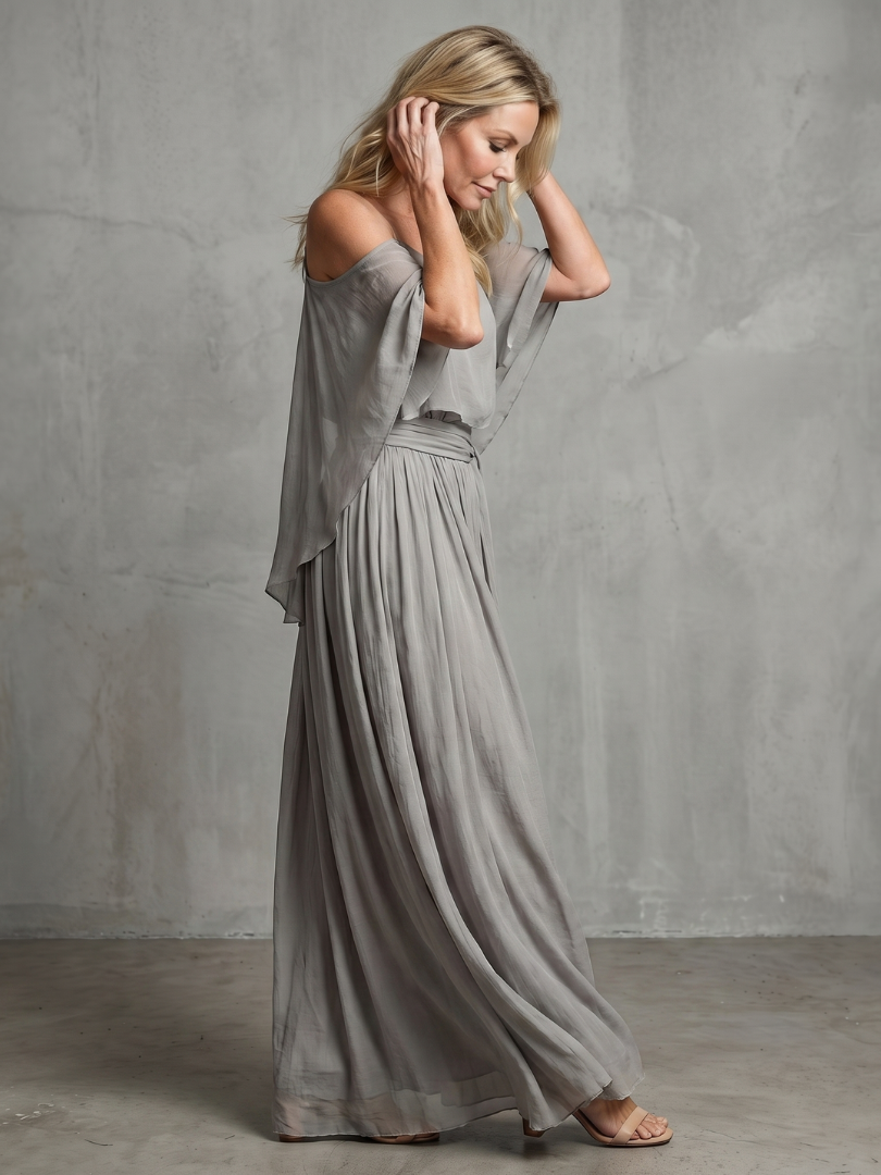 Marisol | Chain Drape Cool Shoulder Top Wide Pants Set