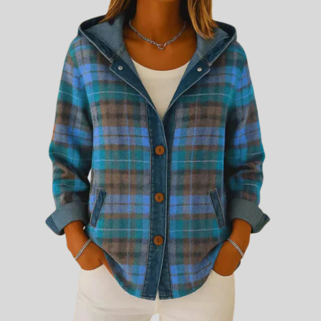 Hildred | Checkered Shacket with Hood