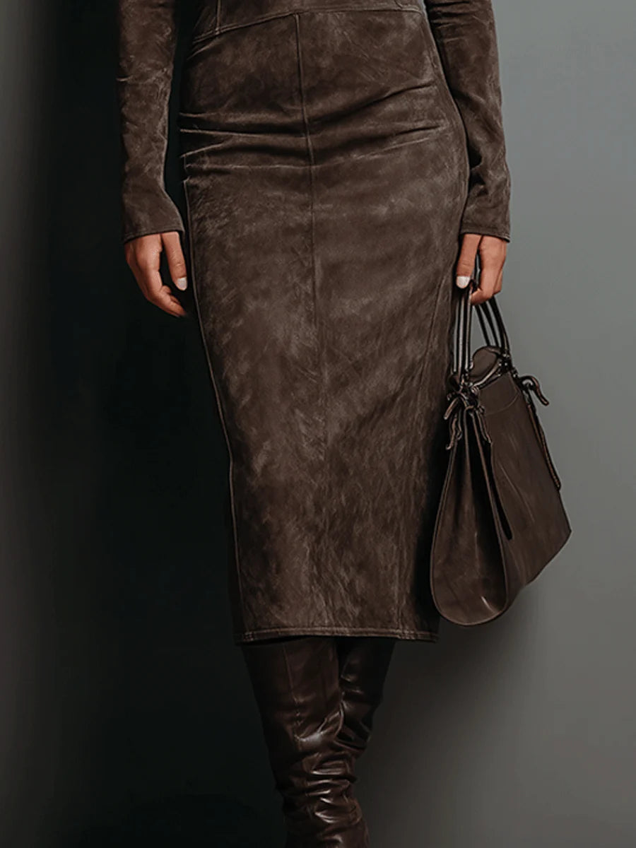 Lorène | Brown Midi Long Dress