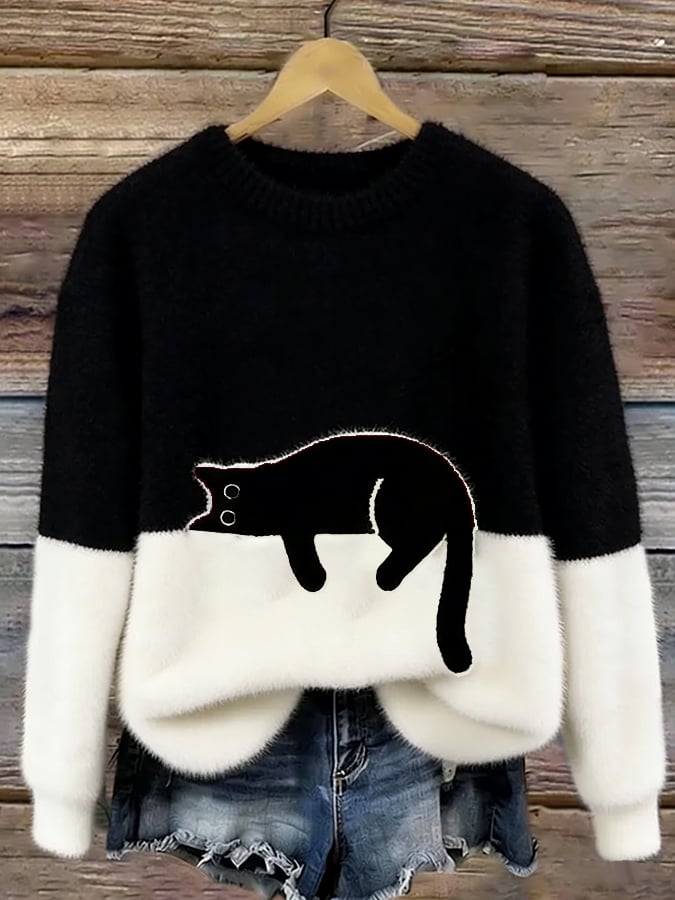 Lenka | Oversized Cat Print Sweater
