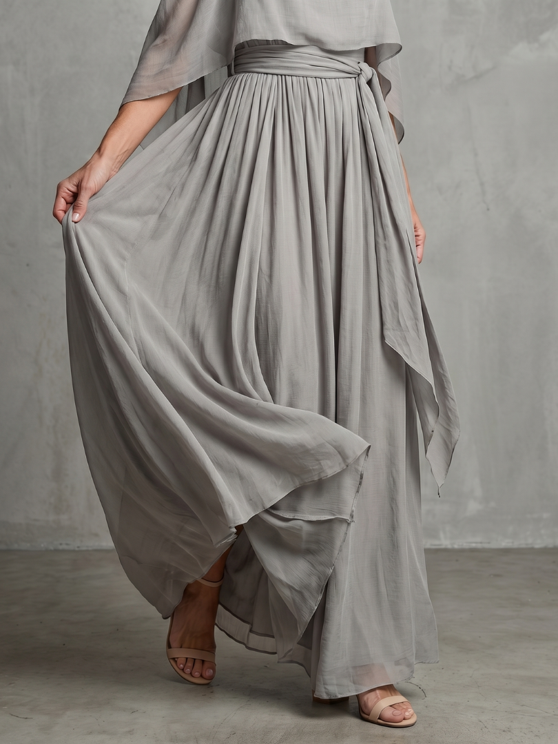 Marisol | Chain Drape Cool Shoulder Top Wide Pants Set