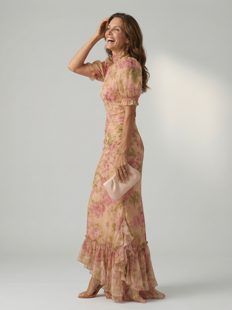 Vianne | Lightweight Maxi Dress with High Collar