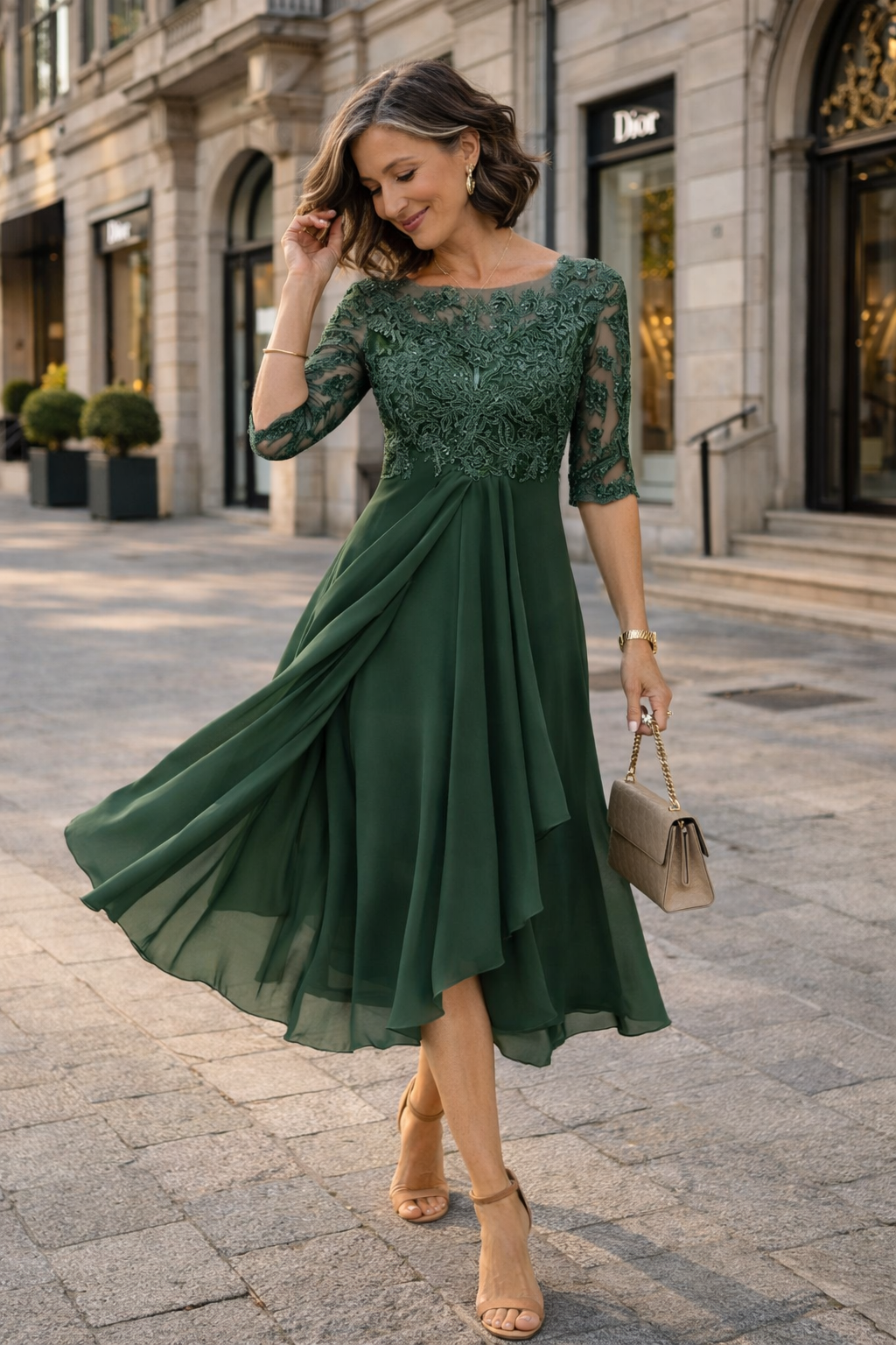 Lea – Elegant Lace Midi Dress