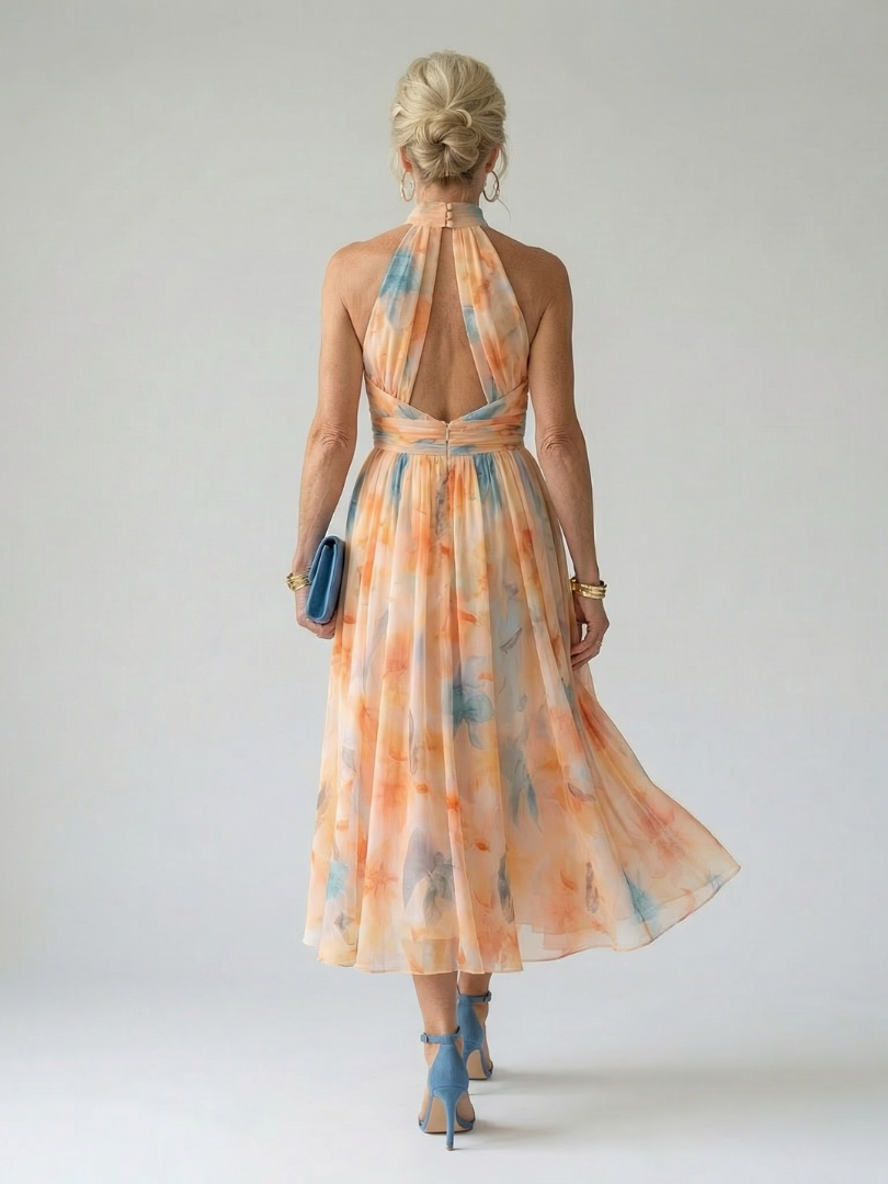 Elin | Puff Neck Midi Dress