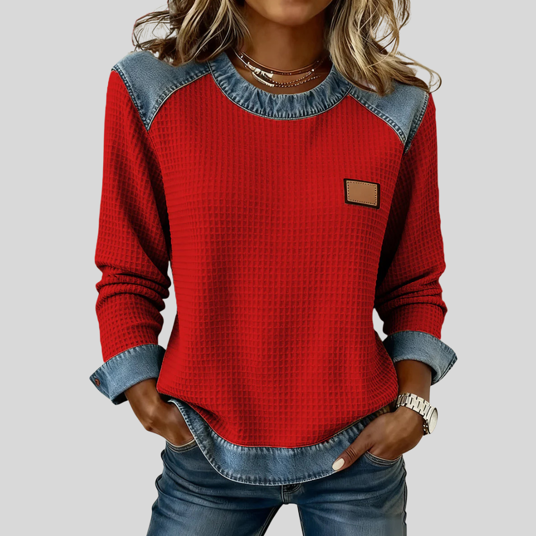 Delancine | Patchwork Hoodie with Bee Pattern