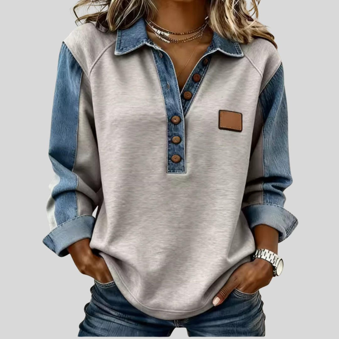 Voxanne | Sweater with Denim Collar