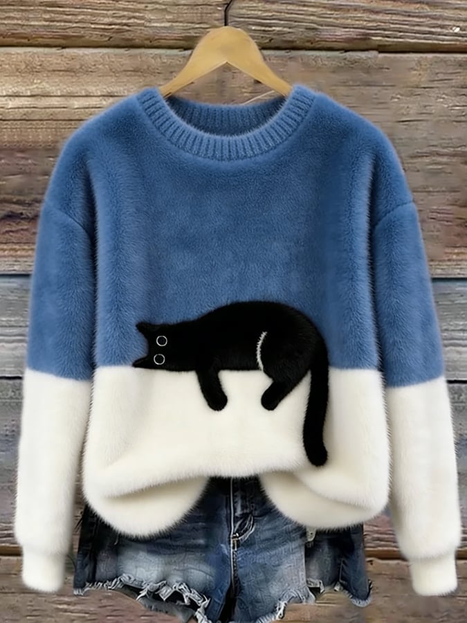 Lenka | Oversized Cat Print Sweater