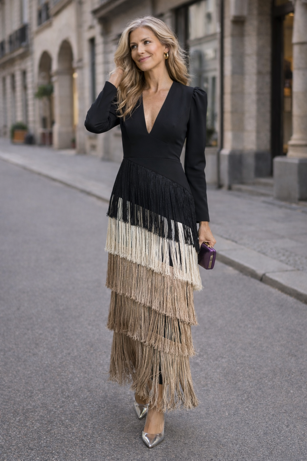 Ida – Elegant Evening Dress with Champagne