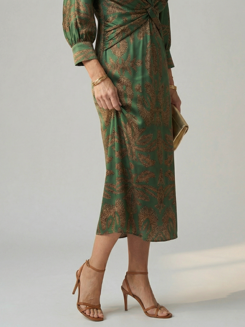 Hold | Natural Wrap Midi Dress