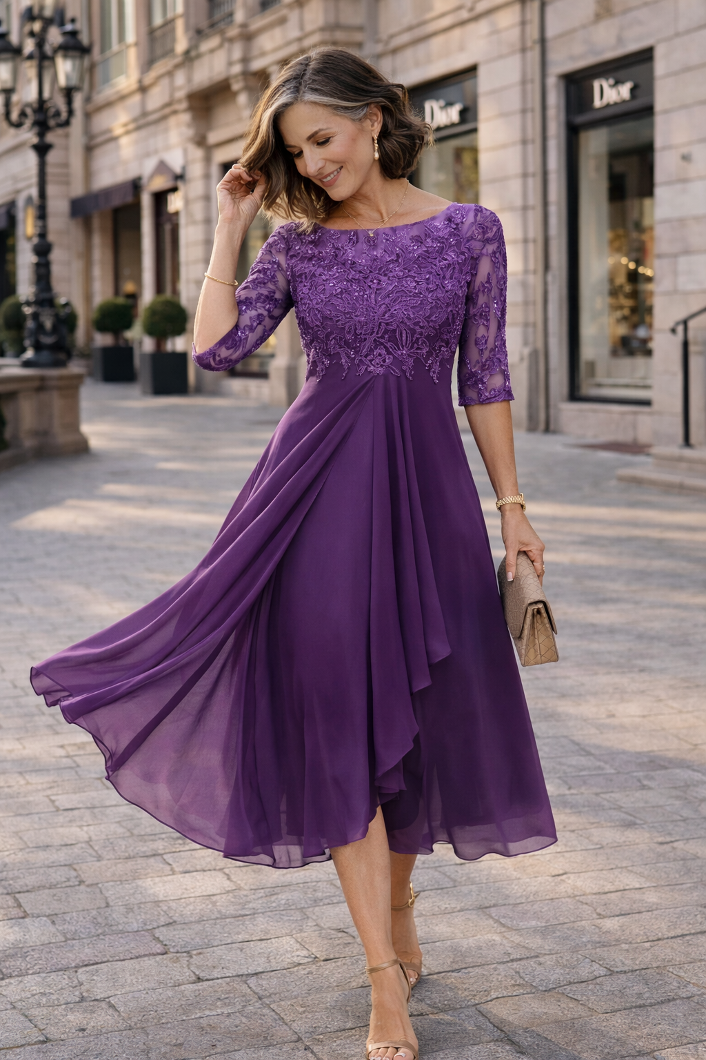 Lea – Elegant Lace Midi Dress