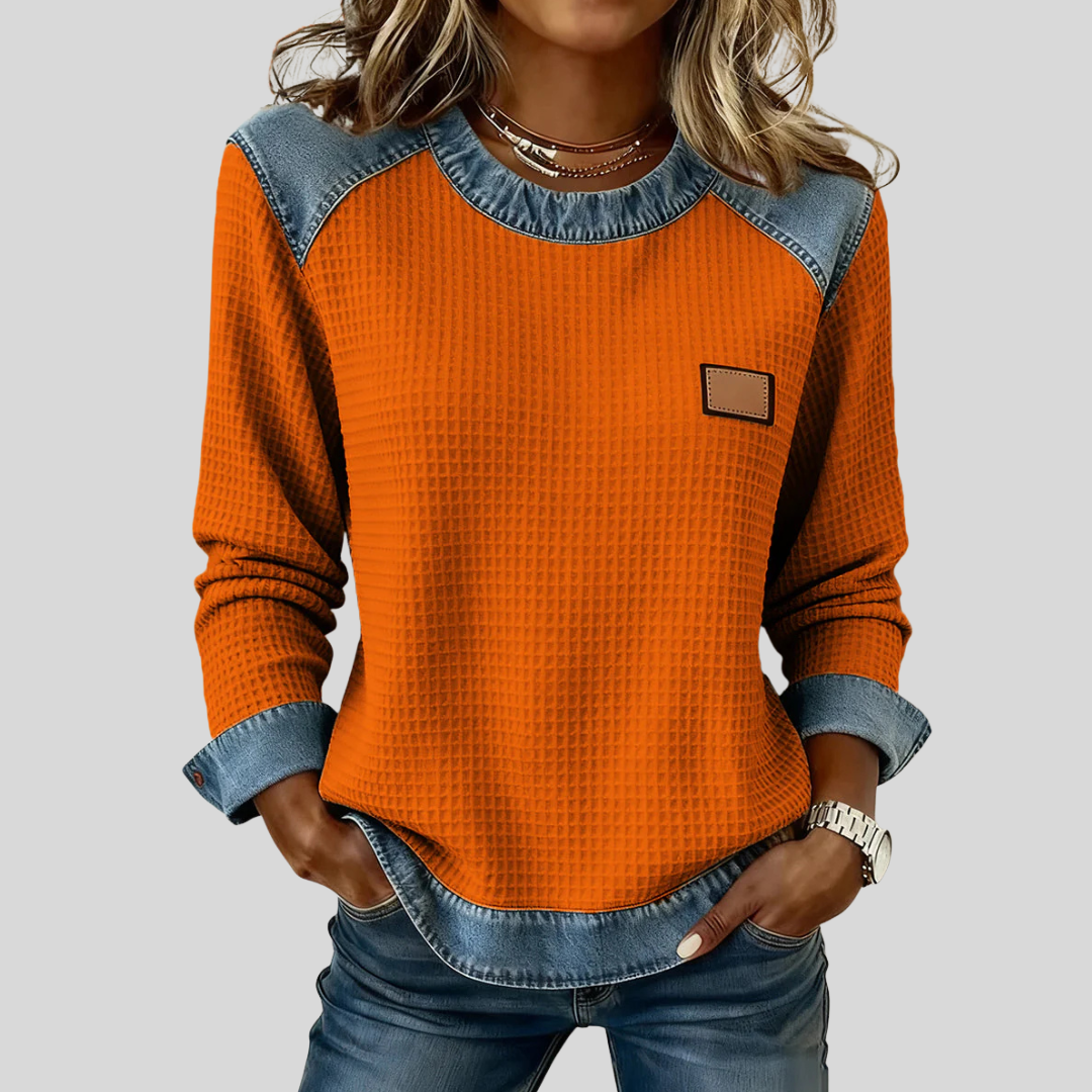 Delancine | Patchwork Hoodie with Bee Pattern