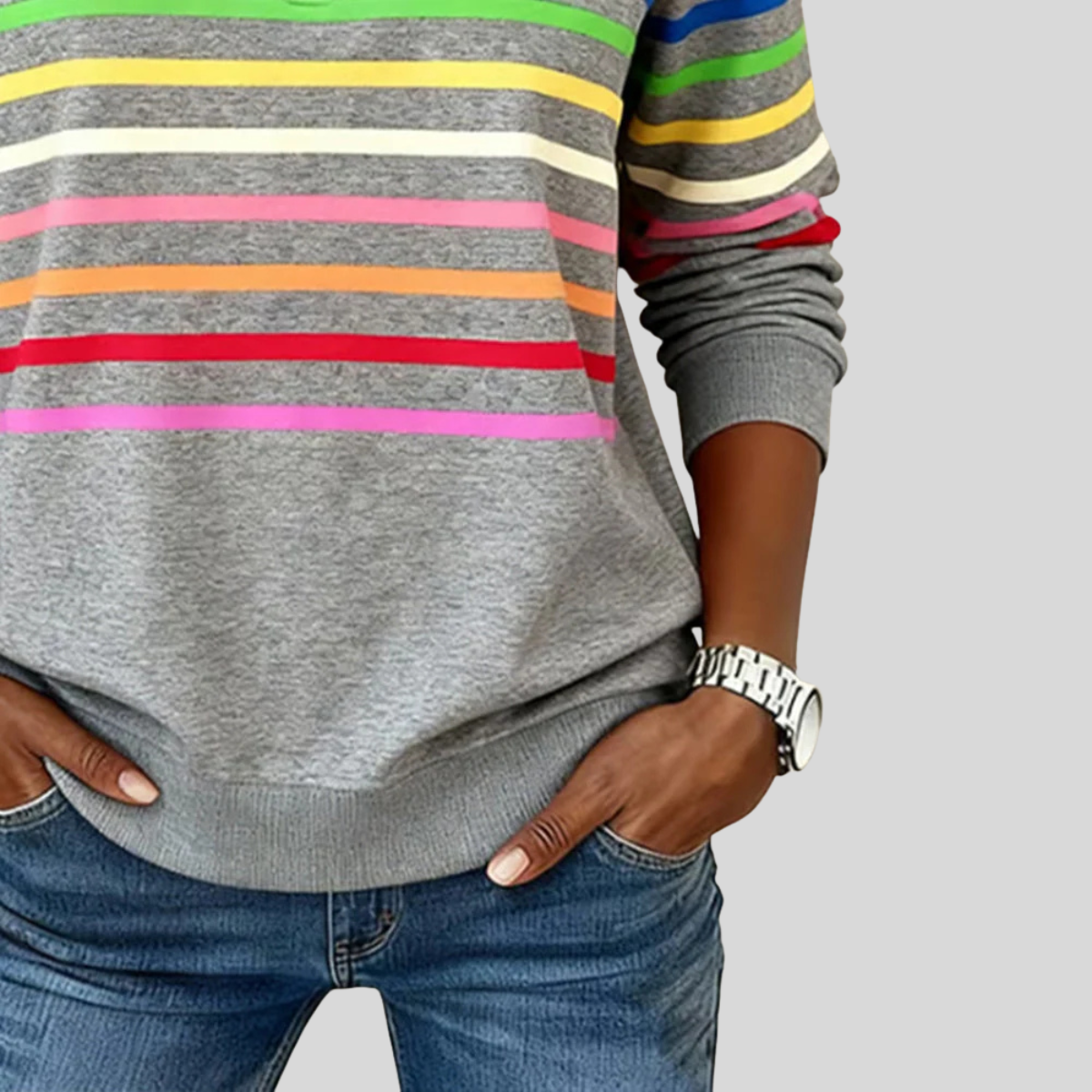 Prismette | Colorful Striped Half-Zip Hoodie