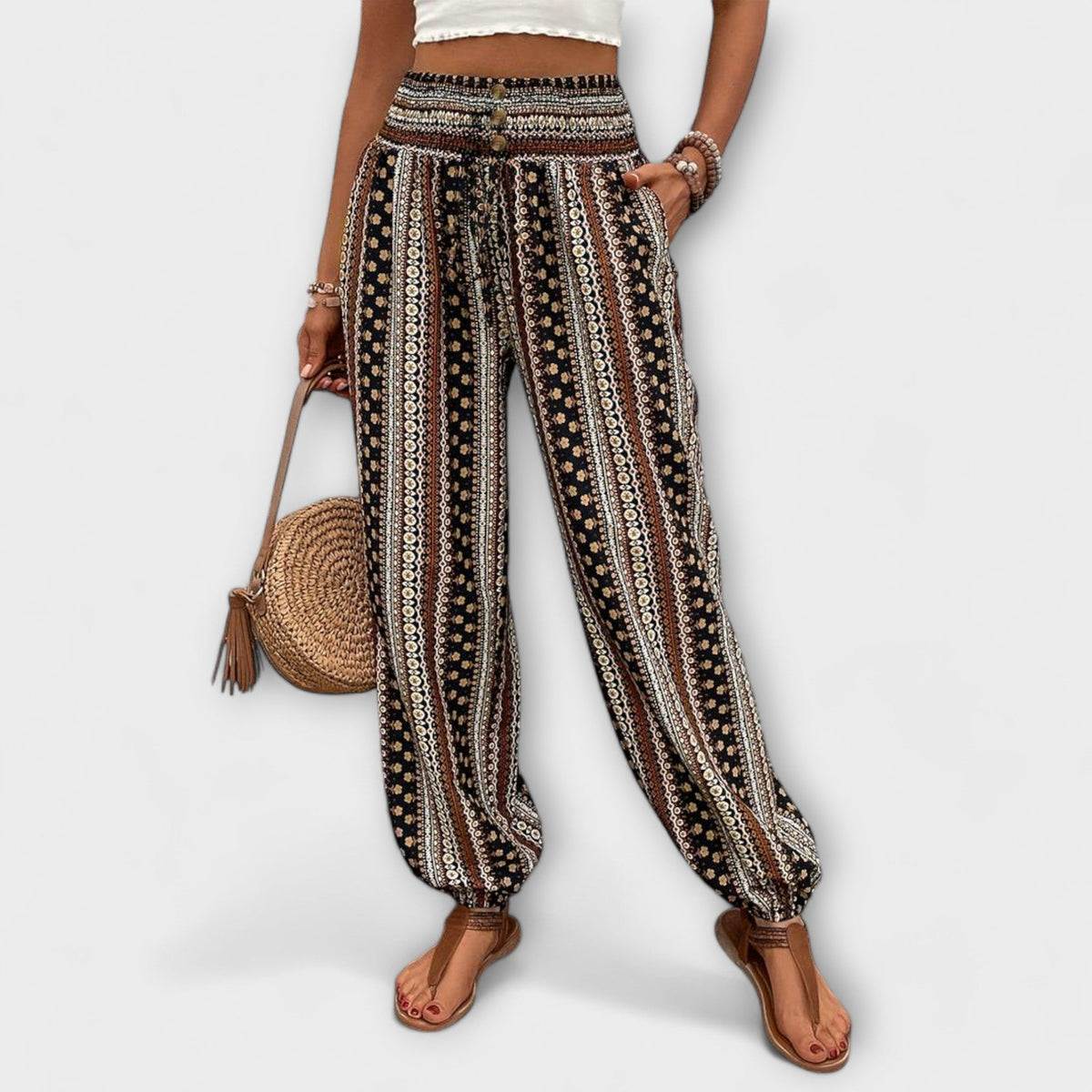 Scarlett - Pants with Ethnic Pattern