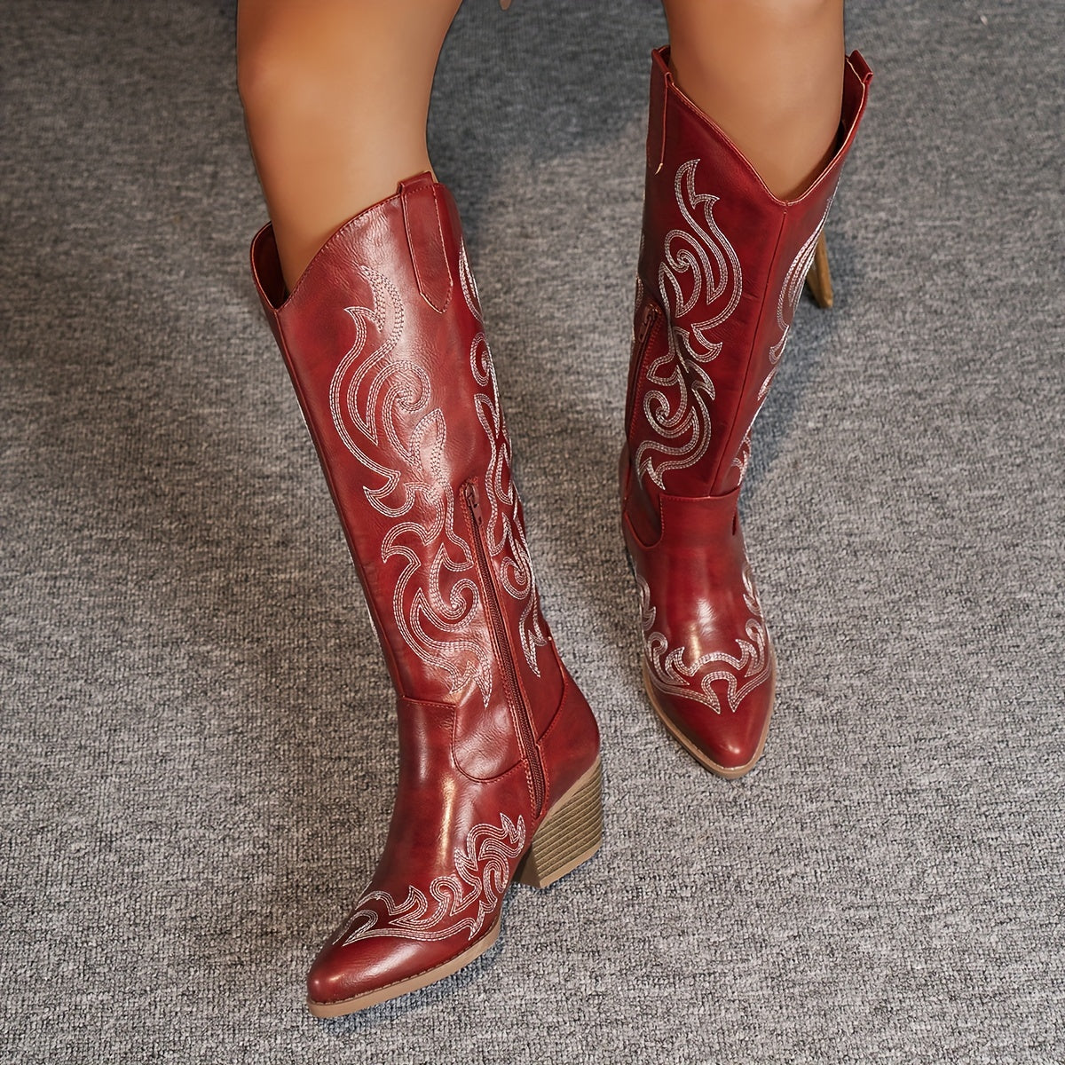 Sharina - Retro Cowboy Slip-On Boots
