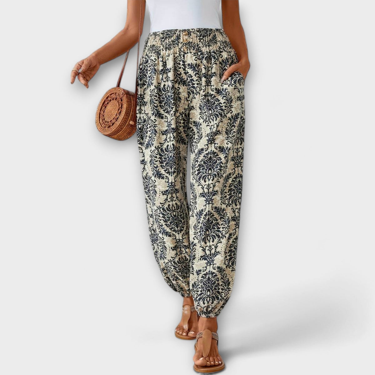 Scarlett - Pants with Ethnic Pattern