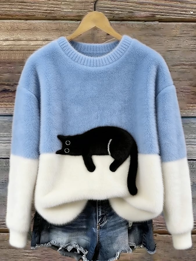 Lenka | Oversized Cat Print Sweater