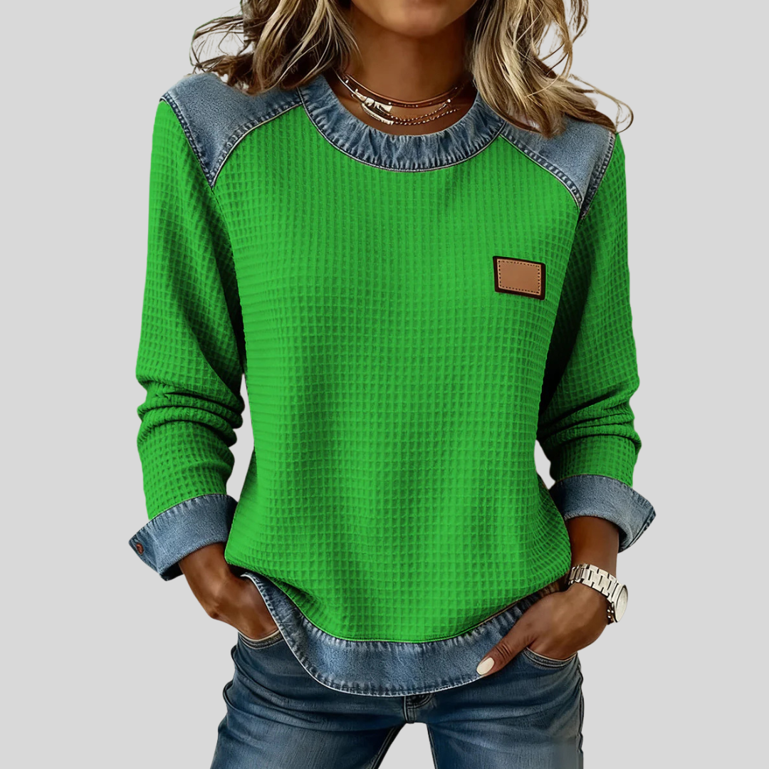 Delancine | Patchwork Hoodie with Bee Pattern