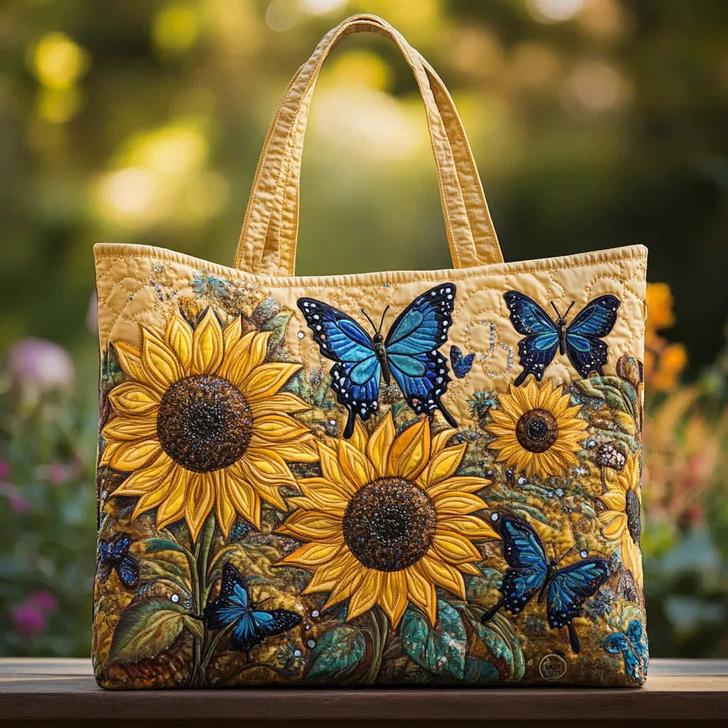 Handbag with Sunflowers and Blue Butterflies
