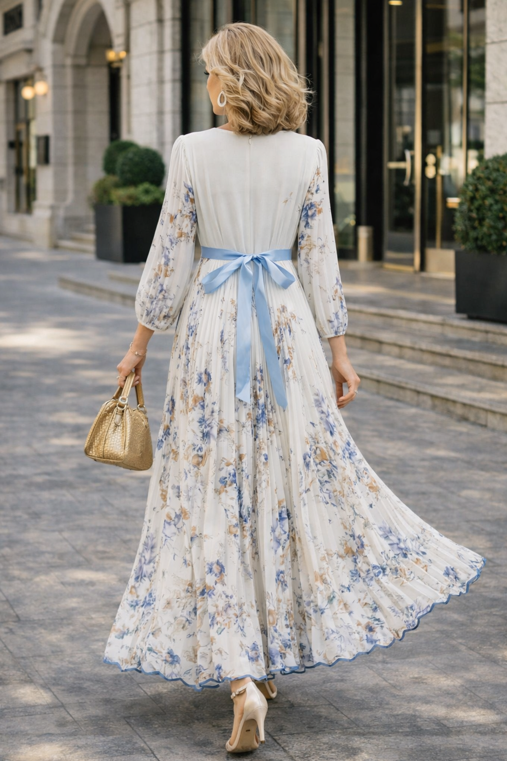 Heike – Floral Pattern Sleeveless V-Neck Maxi Dress