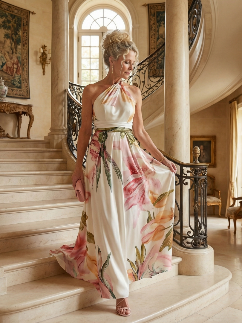 Amiel | Light Maxi Dress with Floral Pattern