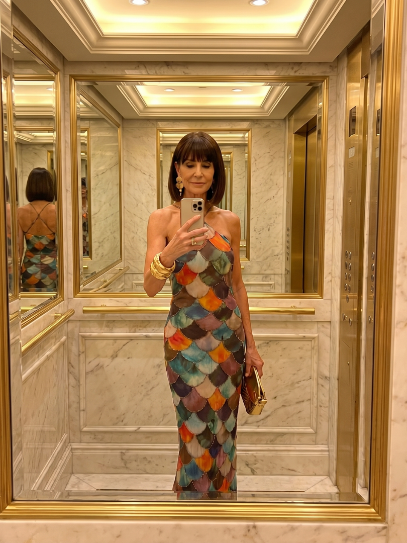Larkin | Fitted, Multicolored Patterned Maxi Dress
